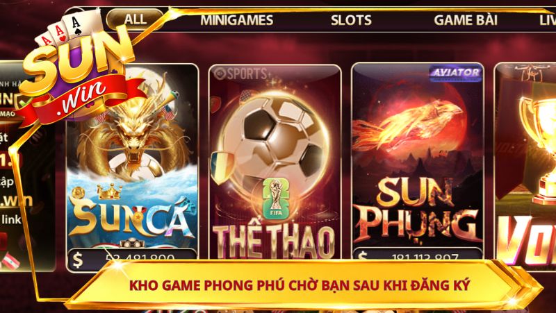 Kho game chờ bạn sau khi đăng ký