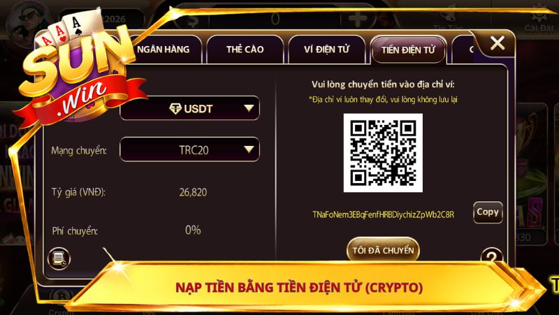 Nạp tiền bằng tiền điện tử (Crypto)