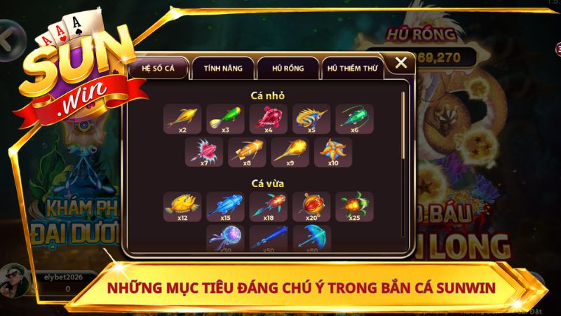 Những mục tiêu đáng chú ý trong bắn cá Sunwin