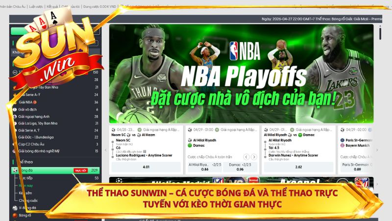 Thể thao Sunwin – Cá cược bóng đá và thể thao trực tuyến với kèo thời gian thực