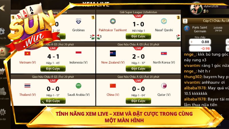 Tính năng Xem Live – xem và đặt cược trong cùng một màn hình